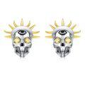 wholesale Silver 925 Sterling Silver Devil Horns Skull Stud Earrings with Red Stone Gothic Punk Style  for Men & Women-0-0