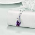 TOUPOP Sterling Silver Purple Crystal Holly Pendant Necklace-0-3