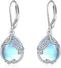 wholesale 925 Sterling Silver Blue Moonstone Floral Filigree Teardrop Dangle Leverback Earrings-0-0