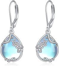 wholesale 925 Sterling Silver Blue Moonstone Floral Filigree Teardrop Dangle Leverback Earrings-7-Larkspur