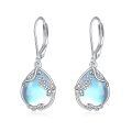 wholesale 925 Sterling Silver Moonstone Drop Earrings White Gold Plated Blossom Teardrop Jewelry For Women-0-0