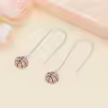 wholesale 925 Sterling Silver Sports Themed Long Chain Basketball Dangle Earrings Wholesale for Women-0-1