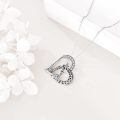 wholesale 925 Sterling Silver Mother Baby Giraffe Heart Pendant Necklace Platinum Plated Cz Crystal-0-5