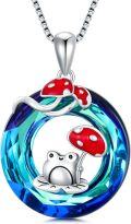 wholesale 925 Sterling Silver Blue Crystal Tree of Life Frog Pendant Necklace for Women-0-0