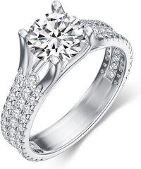 wholesale 14K Gold Moissanite 1 0ct Round Women s Wedding Ring-9 style1