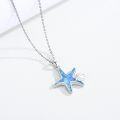 wholesale 925 Sterling Silver Blue Opal Starfish Shell Charm Necklace for Women-0-3