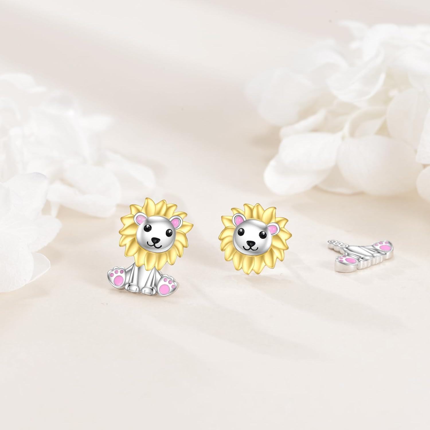 wholesale 925 Sterling Silver Axolotl Stud Earrings with Pink Crystal Accents for Girls and Women Gifts-0-4