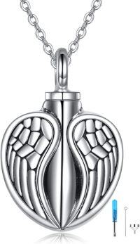 wholesale 925 Sterling Silver Angel Wing Cremation Jewelry Keepsake Urn Locket Necklace w/Heart Charm & Funnel Set-Celtic1