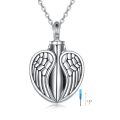 wholesale 925 Sterling Silver Angel Wings Heart Cremation Urn Pendant Necklace Memorial Keepsake-0-0