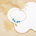 wholesale 14K Gold Turquoise Beaded Dragonfly Charm Bracelet for Women - Adjustable Length (9)-0-1