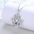 wholesale 925 Sterling Silver Hamsa Hand Necklace With Evil Eye-0-1