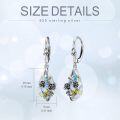 wholesale 925 Sterling Silver Teardrop Crystal Aurora Borealis Drop Dangle Earrings with Flowers and Leaves Design for Women's Gift-0-25