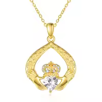 wholesale 925 Sterling Silver Claddagh Birthstone Pendant Necklaces for Women-04 Apr - Simulated Diamond