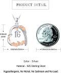 wholesale 925 Sterling Silver Cubic Zirconia Heart Rose Necklace - 16th Birthday Gift for Her-0-2