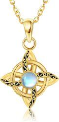 wholesale 14K Gold Moonstone Celtic Knot Pendant Necklace 14K Gold Chain for Mother's Day-0-0