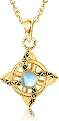 wholesale 14K Gold Moonstone Celtic Knot Pendant Necklace 14K Gold Chain for Mother's Day-Witches Knot Necklace