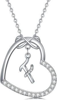 wholesale Sterling Silver Heart Initial Necklace Infinity A Z Letter Necklaces for Women-F