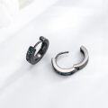 wholesale 925 Sterling Silver Black Shell Inlay Square Hoop Earrings Punk Gothic Jewelry for Women and Men-0-4
