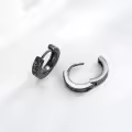 wholesale 925 Sterling Silver Black Shell Inlay Square Hoop Earrings Wholesale Punk Gothic Jewelry for Women and Men-0-4