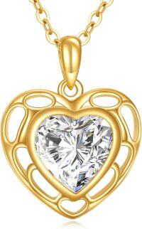 wholesale 14K Gold Diamond Cut Heart-Shaped Pendant Necklace - Elegant for Her-1.5CT Moissanite Necklace