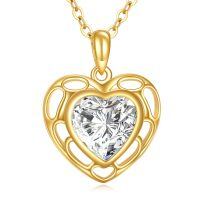 wholesale 14K Gold Diamond Cut Heart-Shaped Pendant Necklace - Elegant for Her-1.5CT Moissanite Necklace