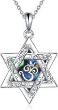 wholesale  Sterling Silver Pagan Protection Amulet Talisman Necklace with Star of David Peace Sign Yin Yang Pendant Jewelry for Women Men -0-9
