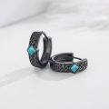 wholesale Titanium Metal Turquoise Square Celtic Knot Huggie Hoop Earrings for Men 23mm Diameter - Vintage Style  Idea-0-2