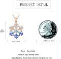 wholesale 925 Sterling Silver & Rose Gold Plated Blue Crystal Snowflake Pendant Necklace-0-5