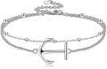 wholesale 925 Sterling Silver Layered Chain Bracelet with Anchor Design for Women-0-0