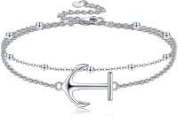 wholesale 925 Sterling Silver Layered Chain Bracelet with Anchor Design for Women-Anchor Anklets