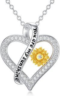 wholesale TOUPOP Sunflower Necklace Sterling Silver You Are My Sunshine Pendant Necklace Birthday Christmas Jewelry Gifts For Women -undefined