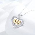 wholesale 925 Sterling Silver Angel Number 666 Heart Wings Pendant Necklace with Cubic Zirconia and Gold Plating on White Background - Length: Adjustable from 37 to 45 cm (18+ inches)-0-1