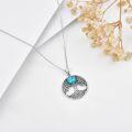 wholesale 925 Sterling Silver Heart-Shaped Turquoise Stone Tree of Life Pendant Necklace for Women-0-4