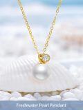 TOUPOP 14K Gold Pearl Necklace with Bow Heart Dolphin Pendant-0-1