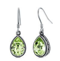 wholesale 925 Sterling Silver Teardrop Blue Topaz Drop Earrings-August Birthstone