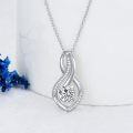 wholesale White Gold Plated 925 Sterling Silver Round Cut Cubic Zirconia Infinity Pendant Necklace for Women s-0-4