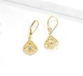 wholesale 14K Gold eardrop Lotus Flower Drop Earrings with CZ Stones-0-5