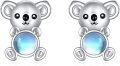 wholesale 925 Sterling Silver Moonstone Koala Bear Stud Earrings-0-0