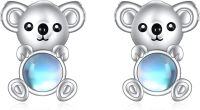 wholesale 925 Sterling Silver Moonstone Koala Bear Stud Earrings-koala