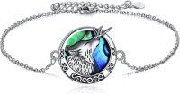 wholesale 925 Sterling Silver & Abalone Wolf Charm Bracelet - Loyalty Family Gift for Women Men-Wolf Bracelet