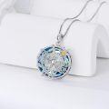 wholesale 925 Sterling Silver Dragonfly Blue Crystal Flower Pendant Necklace for Women-0-4