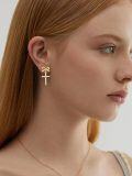 wholesale Gold 925 Sterling Silver Bow and Cross Stud Earrings for Women - Faith  Ideas-0-3