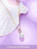 TOUPOP 14K Gold Pearl Necklace with Bow Heart Dolphin Pendant-0-4