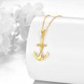 wholesale 14K Gold Anchor Pendant Necklace with Rope Detailing - Birthday Gifts for Her-0-2