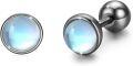 wholesale 925 Sterling Silver Moonstone Tragus Earrings Cartilage Screw Back Helix Piercing Hypoallergenic Jewelry for Women-0-4