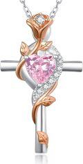 wholesale Sterling Silver Rose Cross Pendant Necklace for Women-0-54