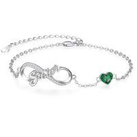 wholesale 925 Sterling Silver Birthstone Sister Infinity Bracelet with Heart-5-May.