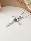 TOUPOP Sterling Silver Gemstone Heart Cross Pendant Necklace for Women-0-5
