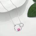 wholesale Sterling Silver Heart Birthstone Interlocking Double Circle Sister Necklace-0-4