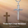 wholesale Sterling Silver 3 Nail Cross Pendant Christian Jewelry Gift for Men 22+2 -0-24